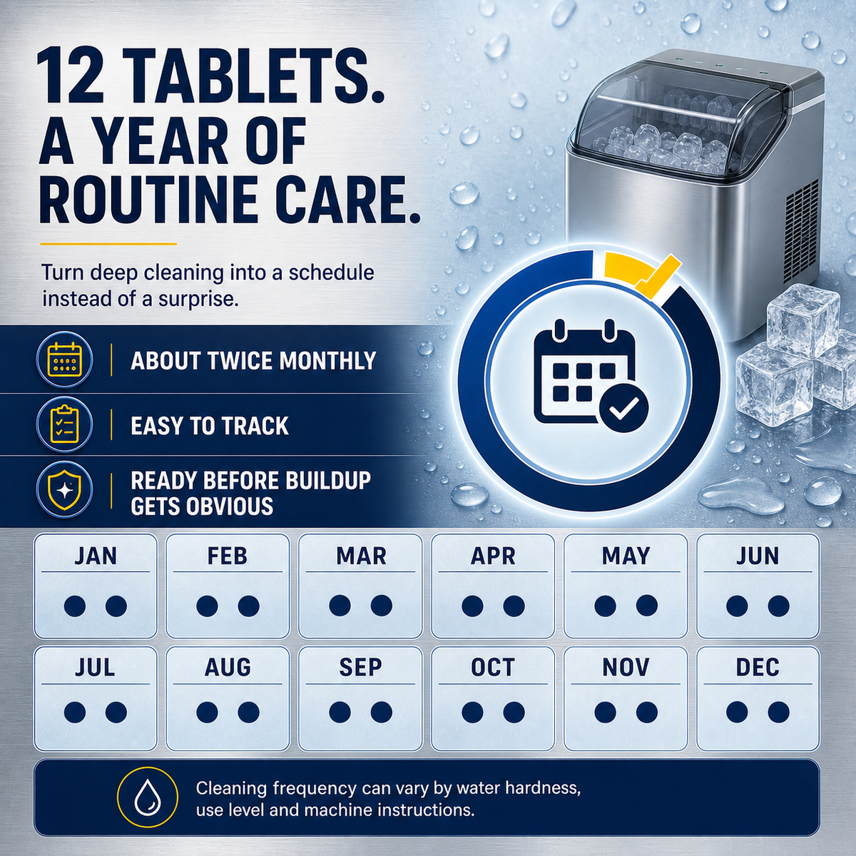 Twelve month twice monthly ice machine maintenance calendar