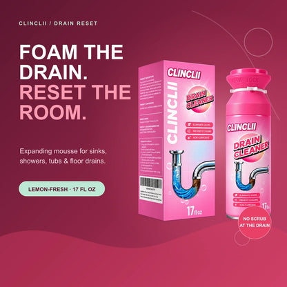 Clinclii frameless raspberry foam drain cleaner hero with product cutout