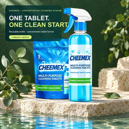 CHEEMEX concentrated cleaning tablet starter set with reusable bottle