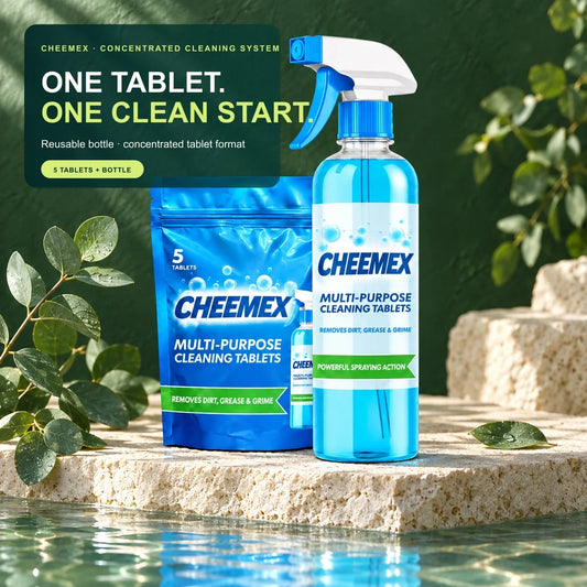 CHEEMEX concentrated cleaning tablet starter set with reusable bottle
