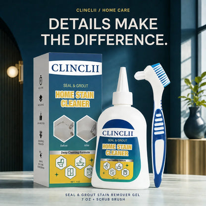 Clinclii 7 oz seal and grout stain remover gel with scrub brush — Details make the difference