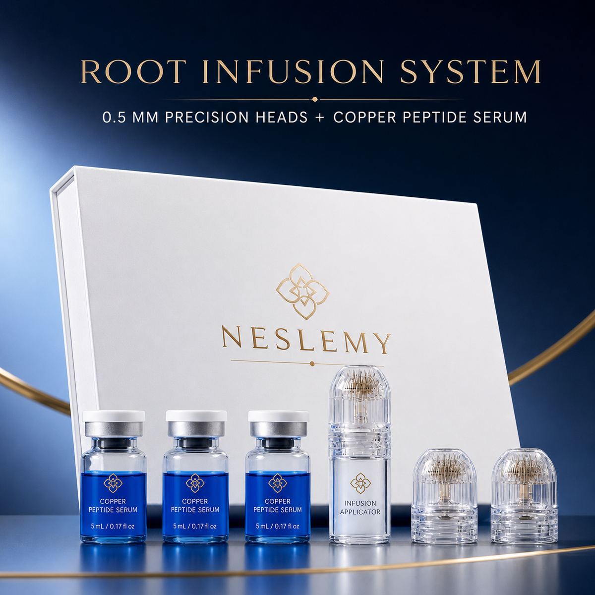 NESLEMY Root Infusion System with copper peptide serum vials applicator and fresh precision heads