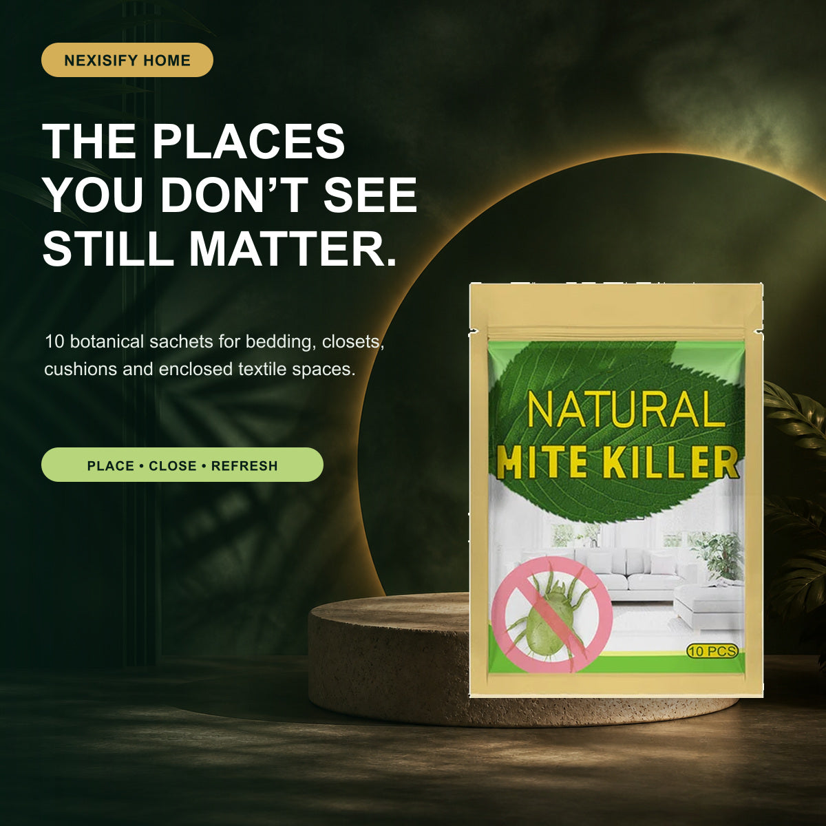 NEXISIFY Natural Mite Control premium botanical home-care hero