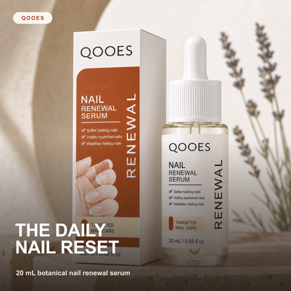 QOOES Botanical Nail Renewal Serum 20 mL with dropper and carton