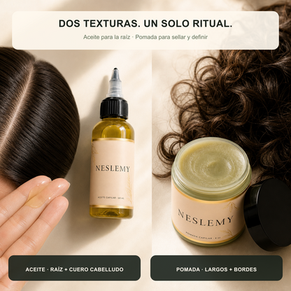Aceite para la raíz y pomada para largos y bordes NESLEMY