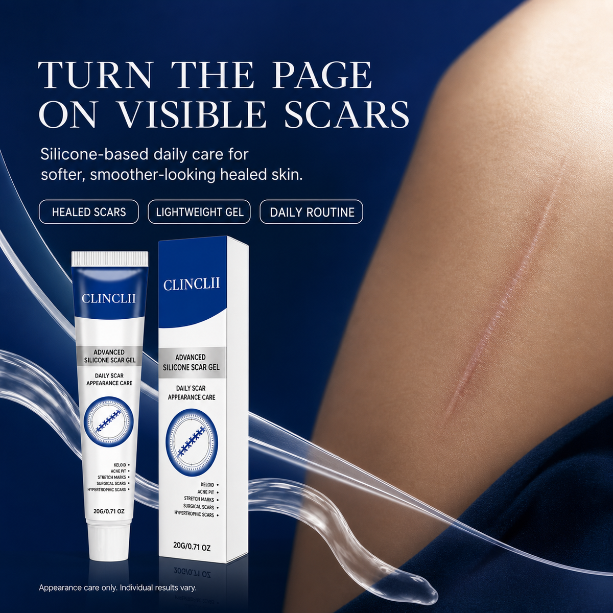 CLINCLII daily silicone care for visible healed scars