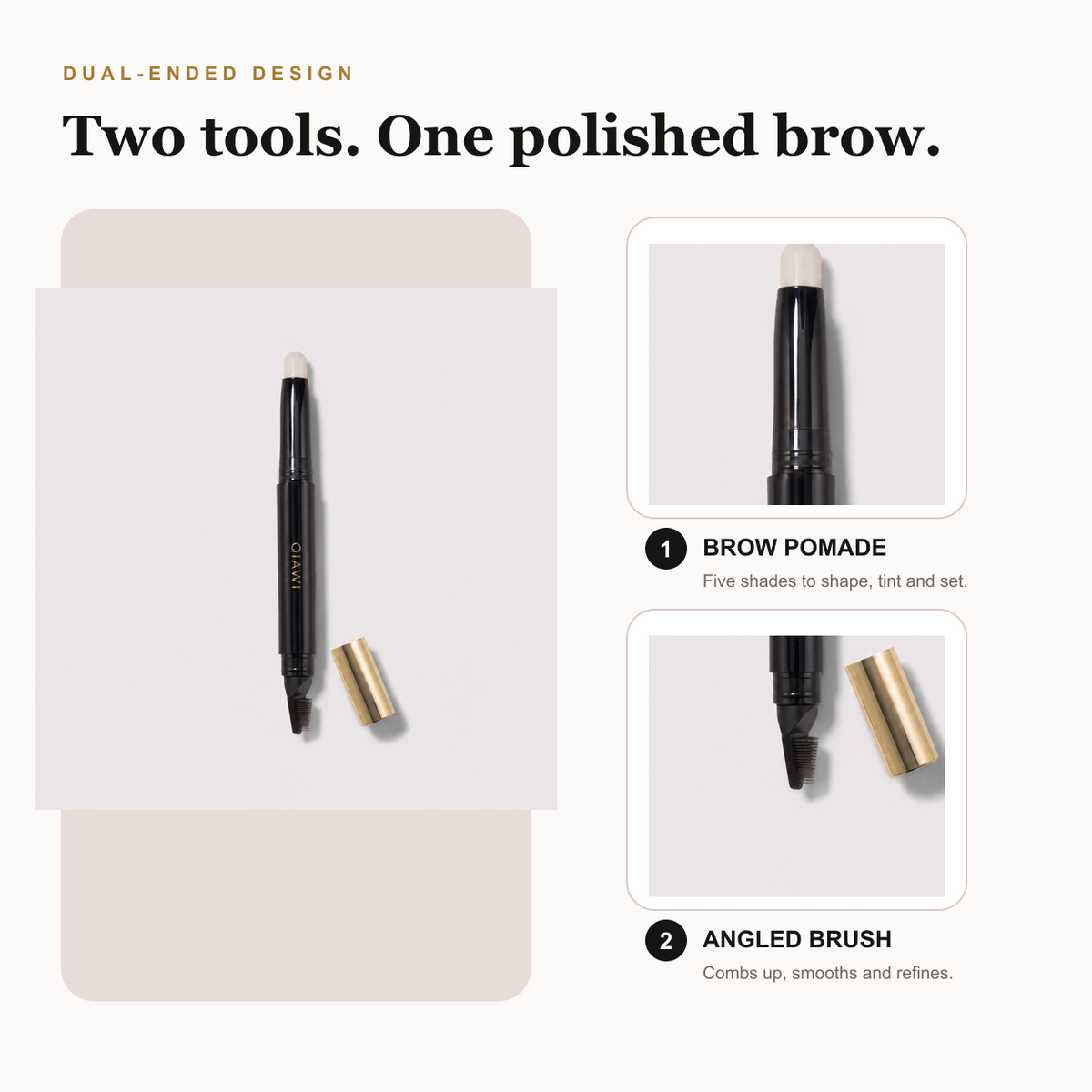 QIAWI dual-ended brow pomade and precision angled brush