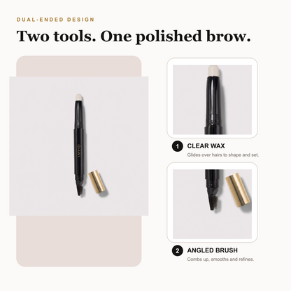 QIAWI dual-ended clear brow wax and precision angled brush