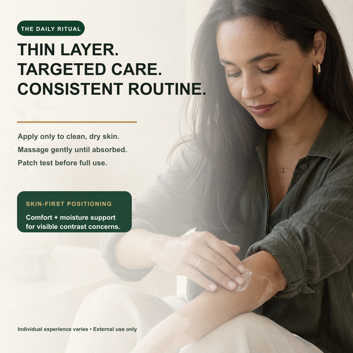 Targeted thin layer cosmetic skin care routine