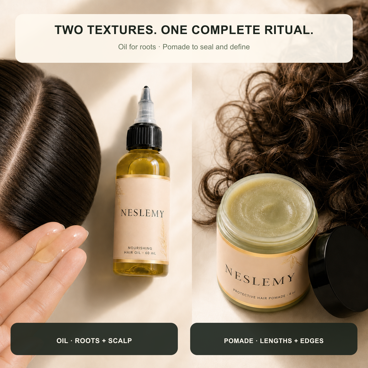NESLEMY oil for roots and pomade for lengths and edges