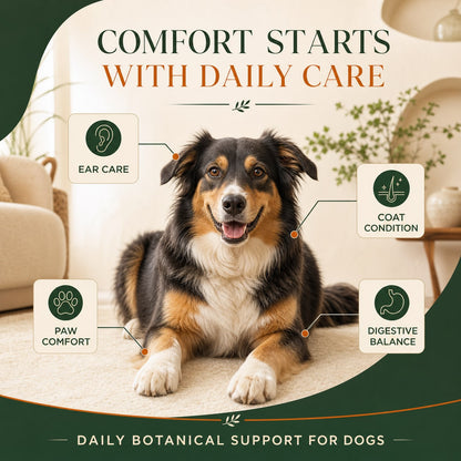 Daily botanical support for paw ear coat and digestive comfort
