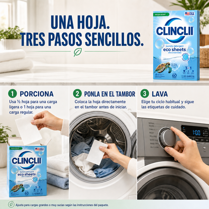 Guía en español para dividir colocar y lavar con hojas CLINCLII
