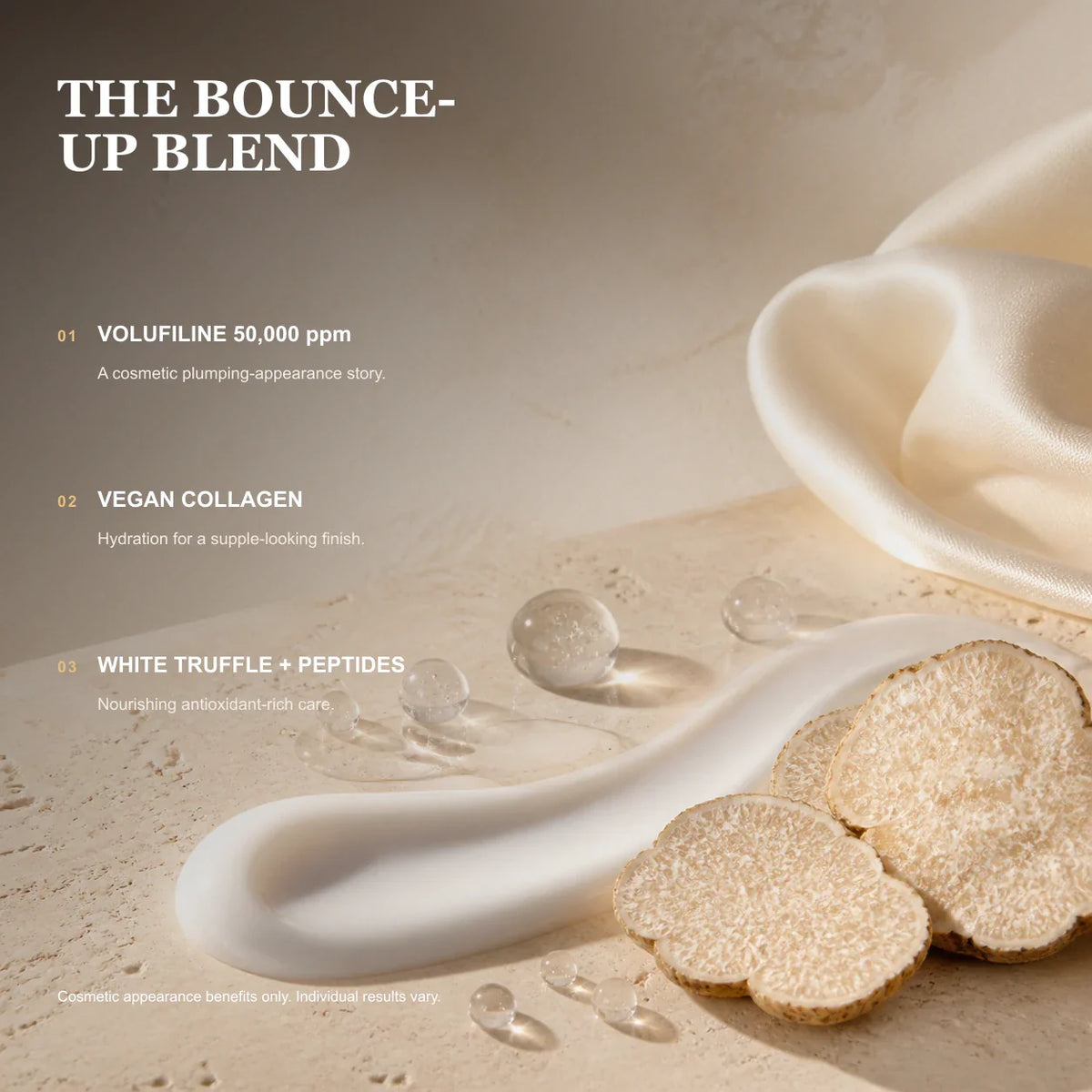 Volufiline, vegan collagen, white truffle and peptide formula story