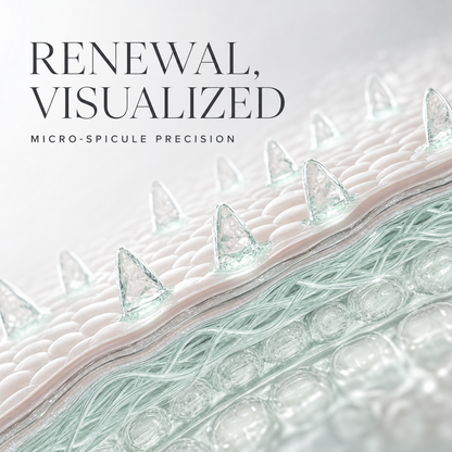 Pearl and mint cosmetic micro-spicule precision visualization without product packaging