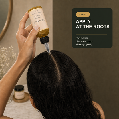 Controlled NESLEMY nourishing oil application directly at the roots