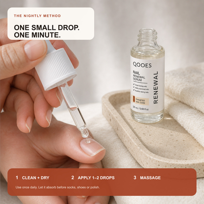 One small drop applied to a clean dry nail and surrounding cuticle area