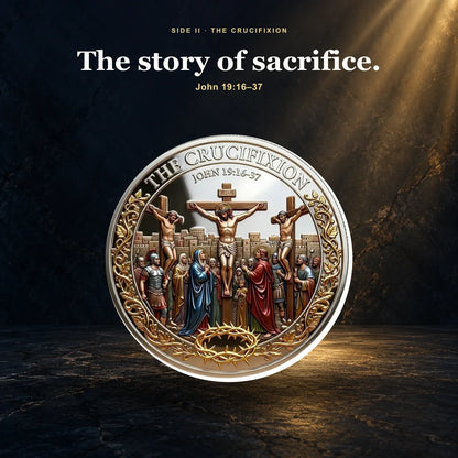 Crucifixion side of the commemorative coin — John 19:16–37
