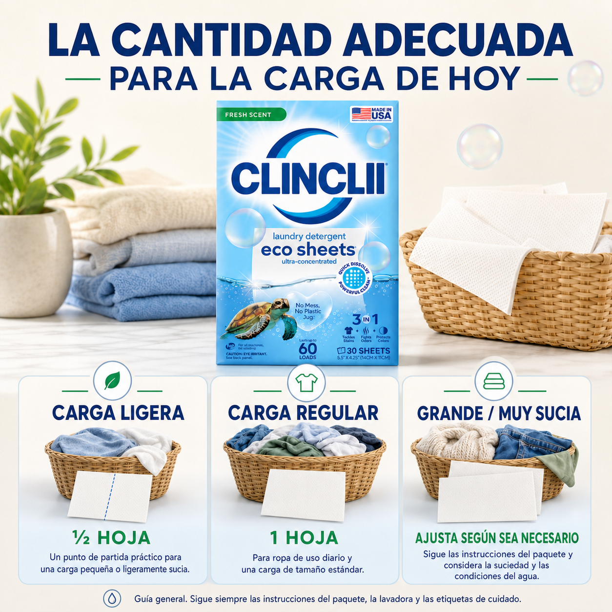 Guía de cantidad CLINCLII para cargas ligeras normales y pesadas en español