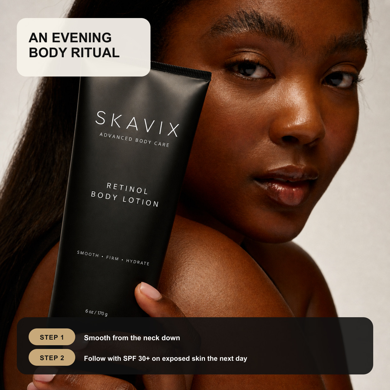 SKAVIX evening neck-down retinol body care ritual