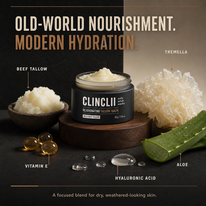 Beef tallow, tremella, hyaluronic acid, aloe, and vitamin E ingredient story