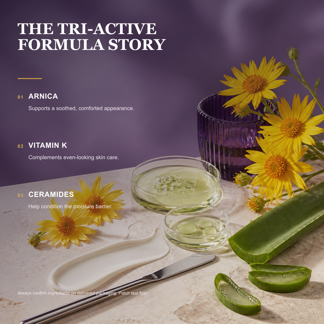Arnica vitamin K and ceramide formula story