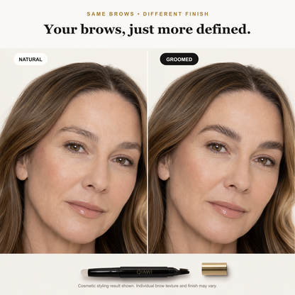 Natural and groomed brow styling comparison