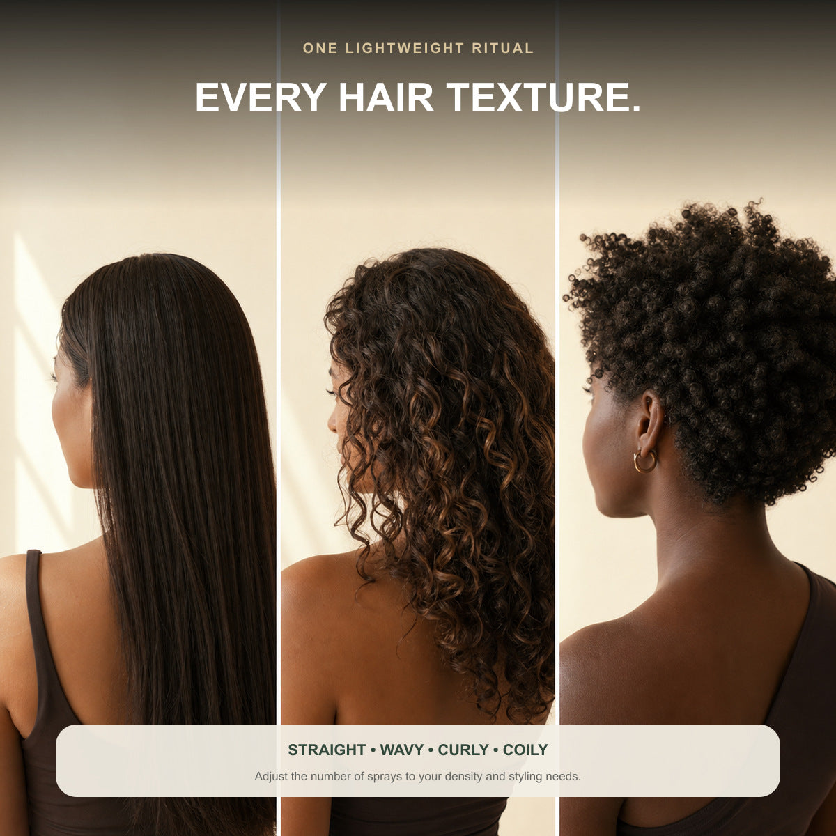 Hair oil spray routine for straight, wavy, curly and coily hair