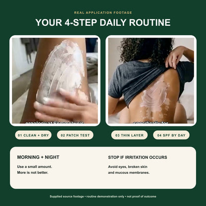 Four step daily cosmetic skin care routine with corrected non-overlapping text