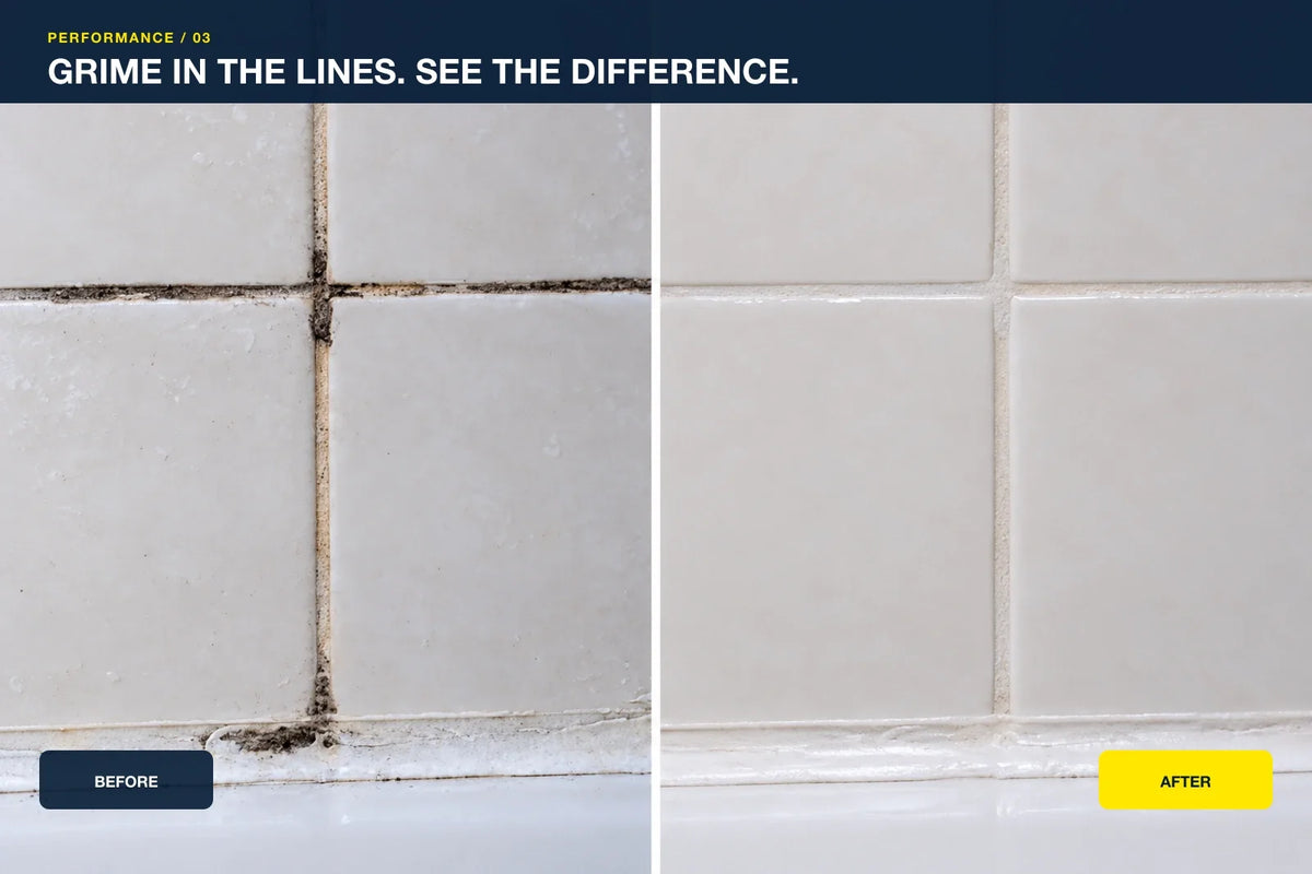Before and after tile grout cleaning result