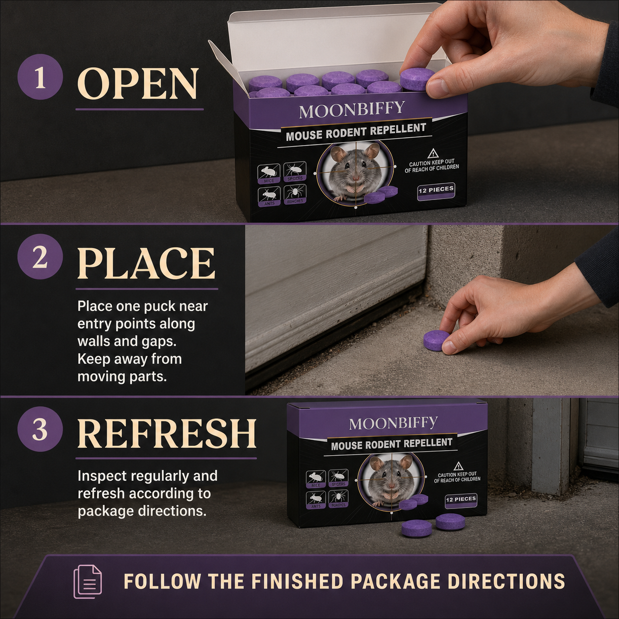 MOONBIFFY open place and refresh product instructions