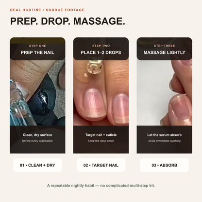 Real source routine showing nail preparation targeted application and gentle massage