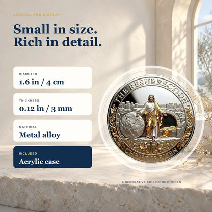 Coin dimensions and materials — 1.6 inch metal alloy token with acrylic case