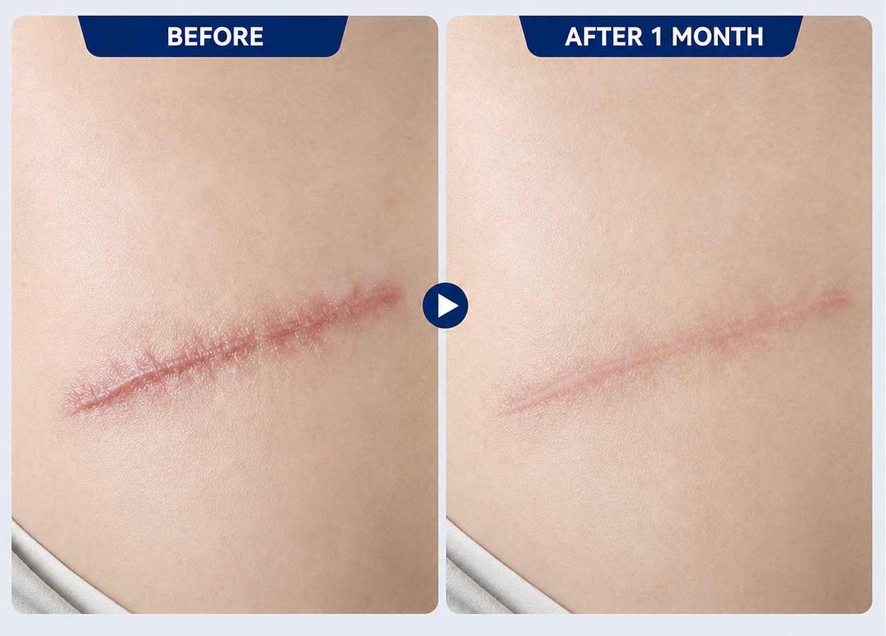 Source-provided one month scar appearance comparison