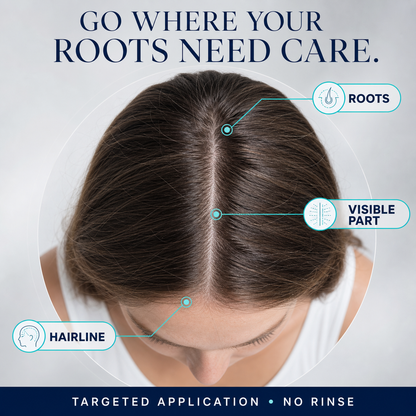 Targeted application zones for the hairline part and crown