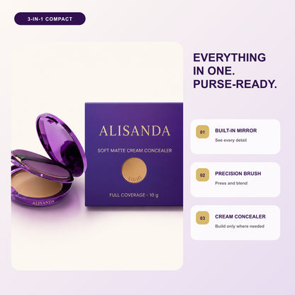 ALISANDA three-in-one compact with mirror brush and cream concealer