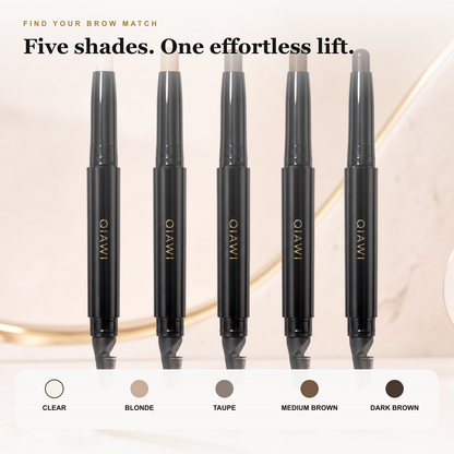 QIAWI five-shade brow pomade range from Clear to Dark Brown