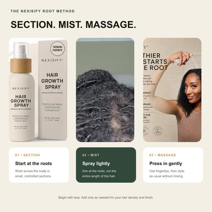 Three step section, mist and massage method