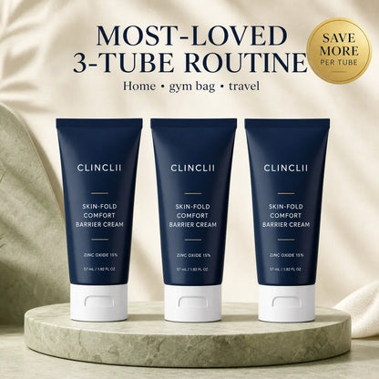 Three tube CLINCLII skin-fold comfort routine