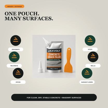 JAXVOLT concrete crack filler applications for driveways patios steps and walls