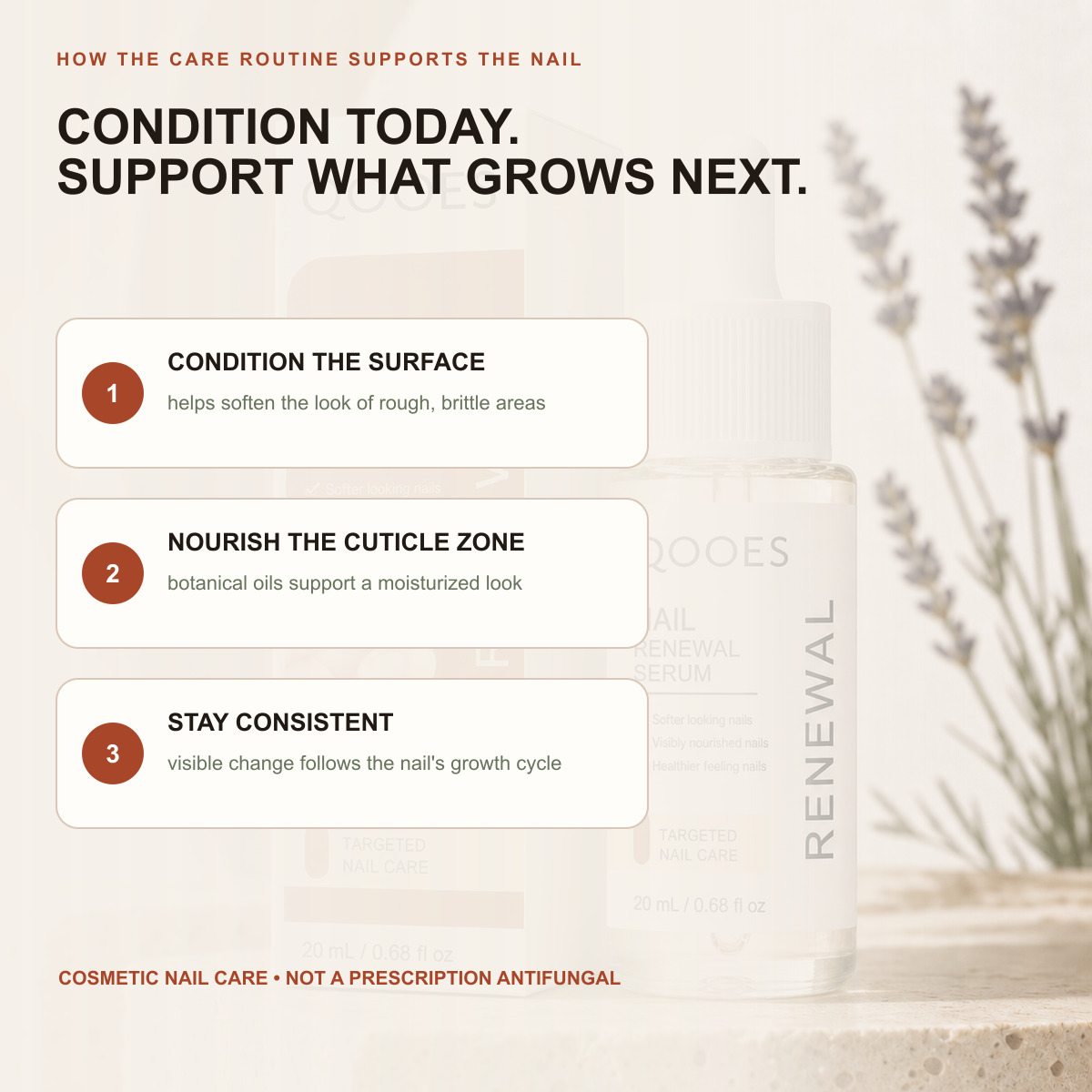 Three ways the botanical care routine conditions nail and cuticle appearance