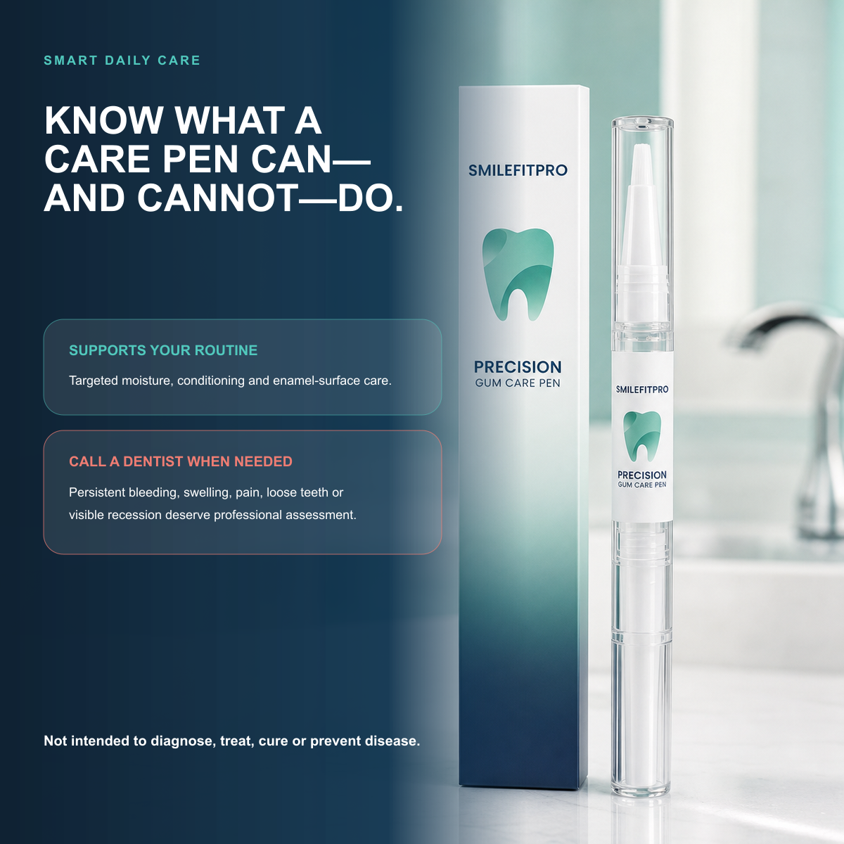 Smart oral care guidance explaining support and when to contact a dental professional