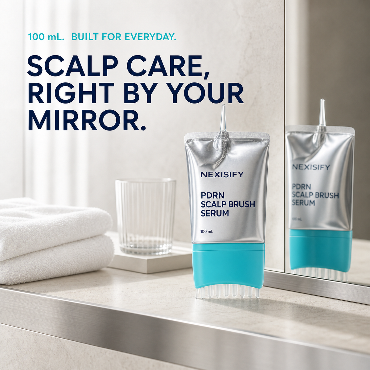 NEXISIFY scalp brush serum as a premium daily vanity essential