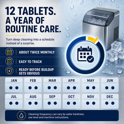 Twelve month twice monthly ice machine maintenance calendar
