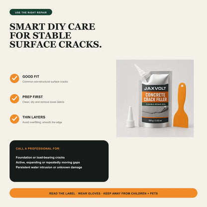 JAXVOLT use and safety guidance for stable non structural surface cracks