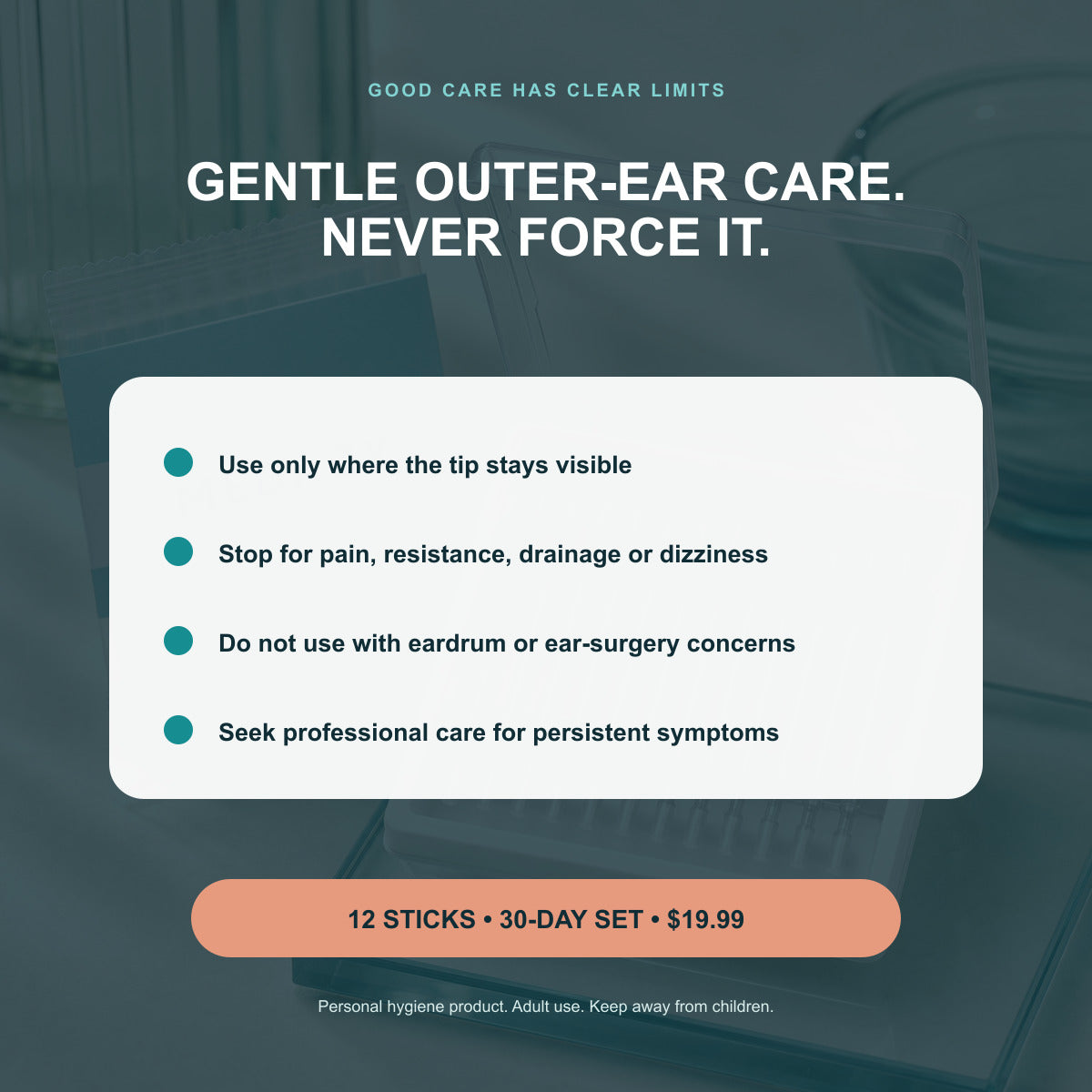 Safety reminders for gentle adult outer-ear care