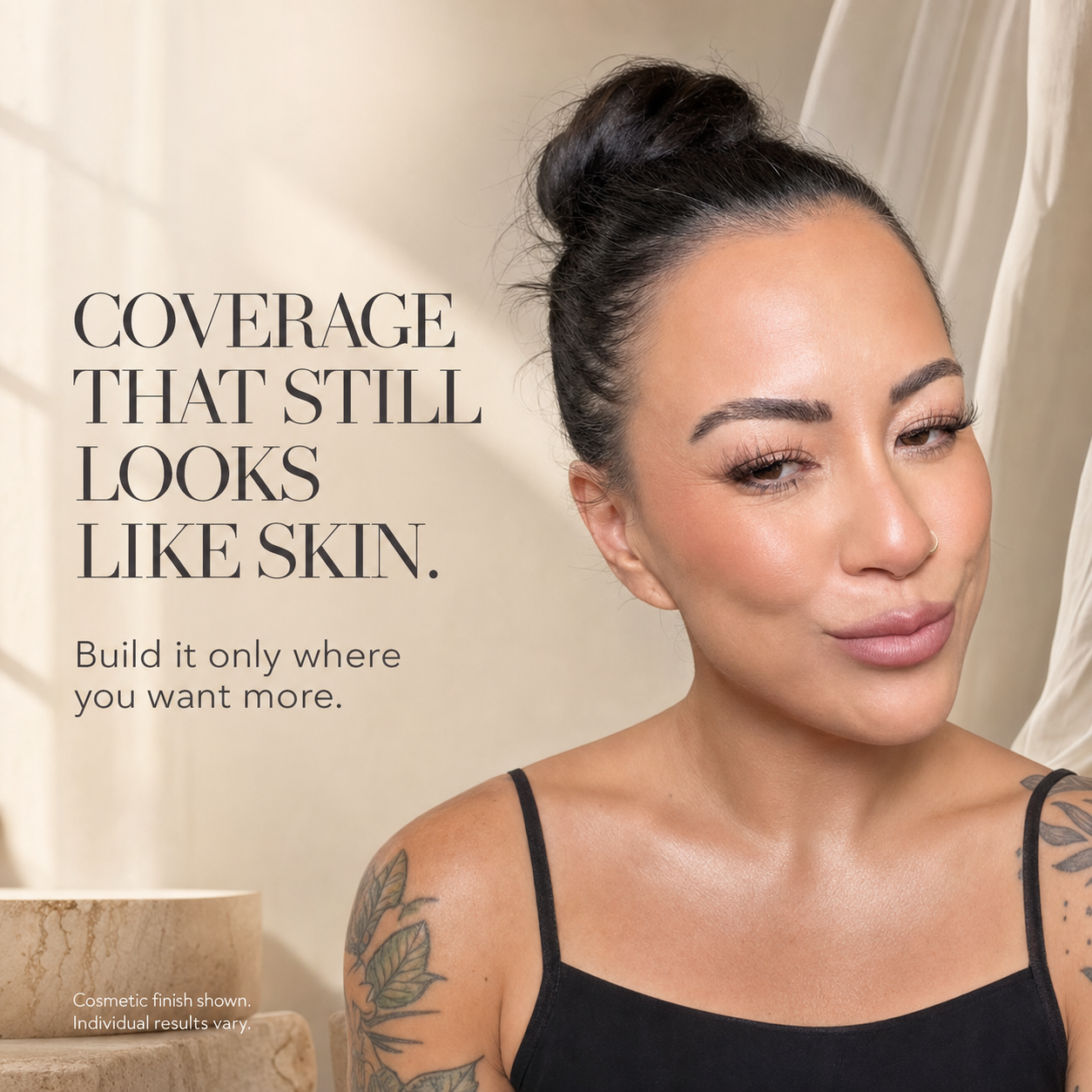 Real creator wearing skin-like buildable BB cream coverage