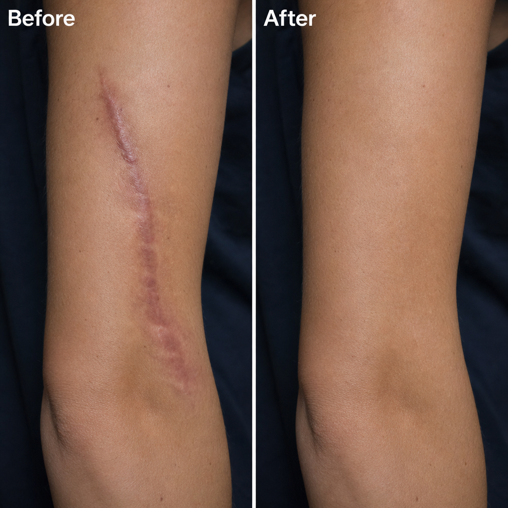 Source-provided scar appearance comparison on the arm