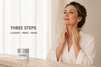 ALISANDA three-step cleanse press and finish skincare ritual