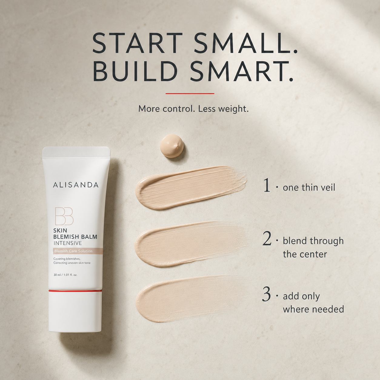 ALISANDA BB cream thin layer buildable coverage guide