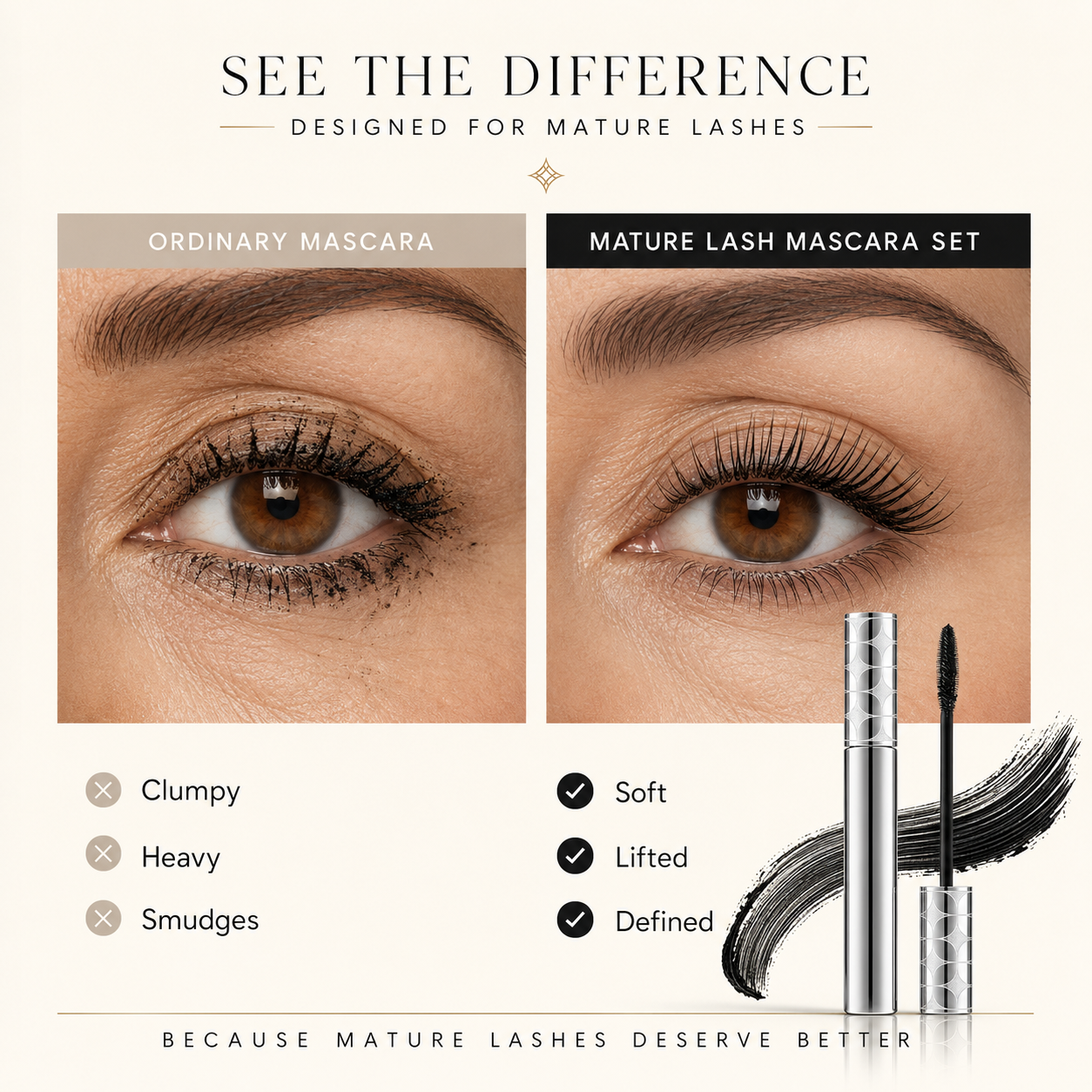 Mature Lash Mascara Set ,Make Your Eyes Look Brighter, Softer & More Beautiful Instantly
